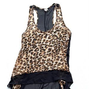 ECHO Beach  Cover Hi-Lo Hem Top Leopard Black ( S )